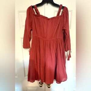 Lane Bryant off the shoulder Terracotta Dress w/tie detail sleeve 18w